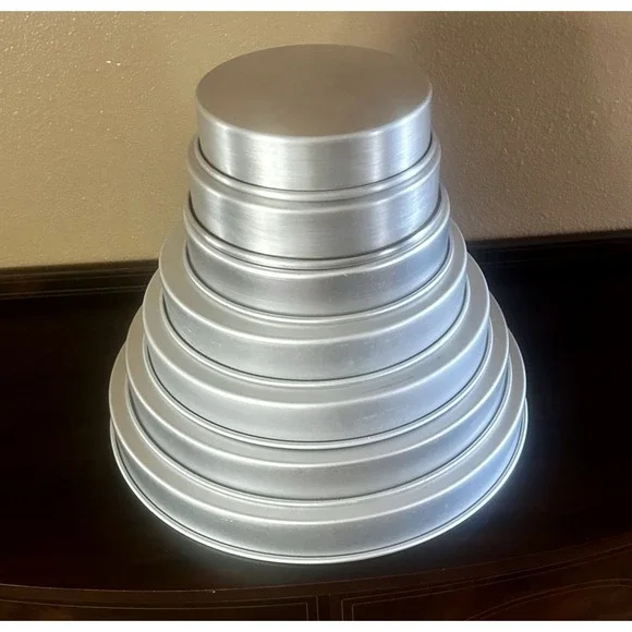 Wilton 7 Tiered Round Layered Cake Pan Set Wedding Baking Magic Line Birthday - Picture 4 of 4